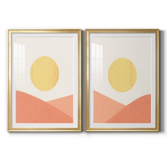 Wexford Home Simple Boho Sun I Premium Framed Print, 30.5" x 42.5" - Ready to Hang, Gold (Set of 2)