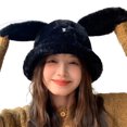thumbnail image 2 of Babysbule Hats for Women Winter Women's Cute Rabbit Ear Hat Plush Thickened Warm Fashion Bucket Hat, 2 of 6