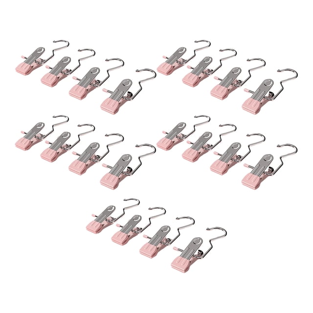 Moyic 20x ganchos para lavandería Clips de acero y PVC resistentes y duraderos para ganchos para colgar ropa de amplia aplicación Almacenamiento y organización del hogar rosa