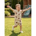 thumbnail image 6 of BemeyourBBs Toddler Baby Boy Summer Cotton Linen Clothes Cute Infant Boy Baseball Outfit Print Button Down Turn Down Neck Short Sleeve Shirt and Shorts 2 Pcs Set, 6 of 9