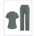 thumbnail image 3 of Women's Yogaflex Jogger Stretch Scrubs Uniform Set - Regular & Petite Sizes | V-Neck Multi-Pocket Top with Yoga Waist Joggers,Dark Green XL, 3 of 3