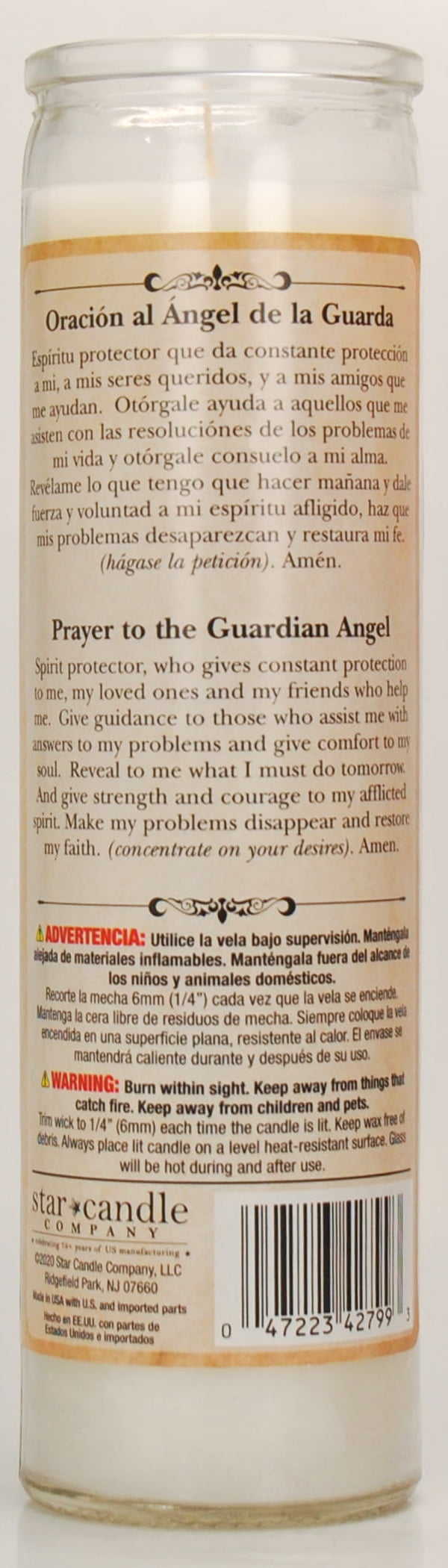 (2 pack) Prayer Candle Guardian White Wax, 8 Inch