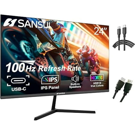 SANSUI Monitor 24 inch 100Hz IPS USB Type-C FHD 1080P Computer Display