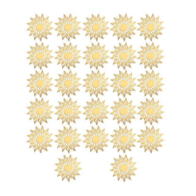 Calcomanías de pared de oro Diseño de sol Superficie Superficie Apartamento Decoración de apartamentos Pegatinas AS Decoración del hogar para sala de estar 27 piezas Inevent HA012040-00