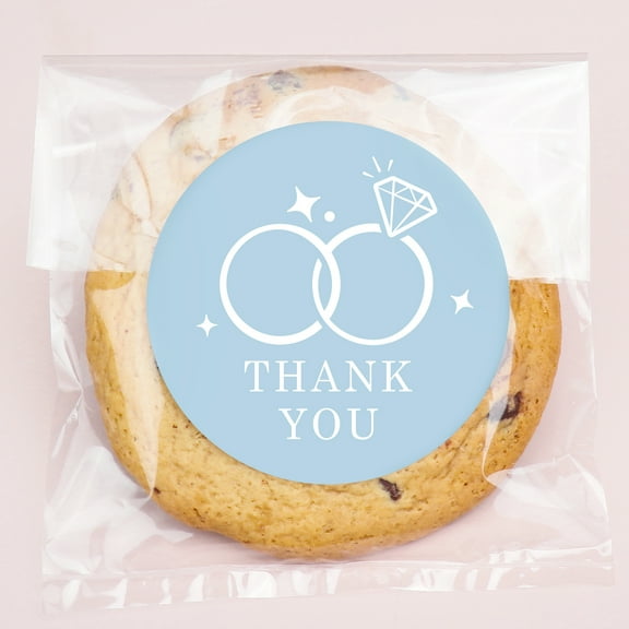 Big Dot of Happiness Dusty Blue Wedding Thank You Stickers and Clear Cookie Bags, Cellophane Treat Bags 4.25x7 IN for Candy or Baked Goods - 25 Count