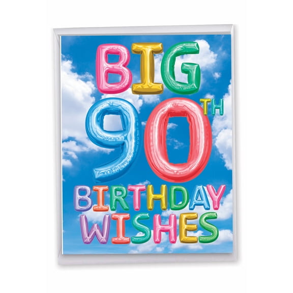 1 Big Happy Birthday Card with Envelope (8.5 x 11 Inch) - Inflated Messages Milestones 90 J5651GMBG-US