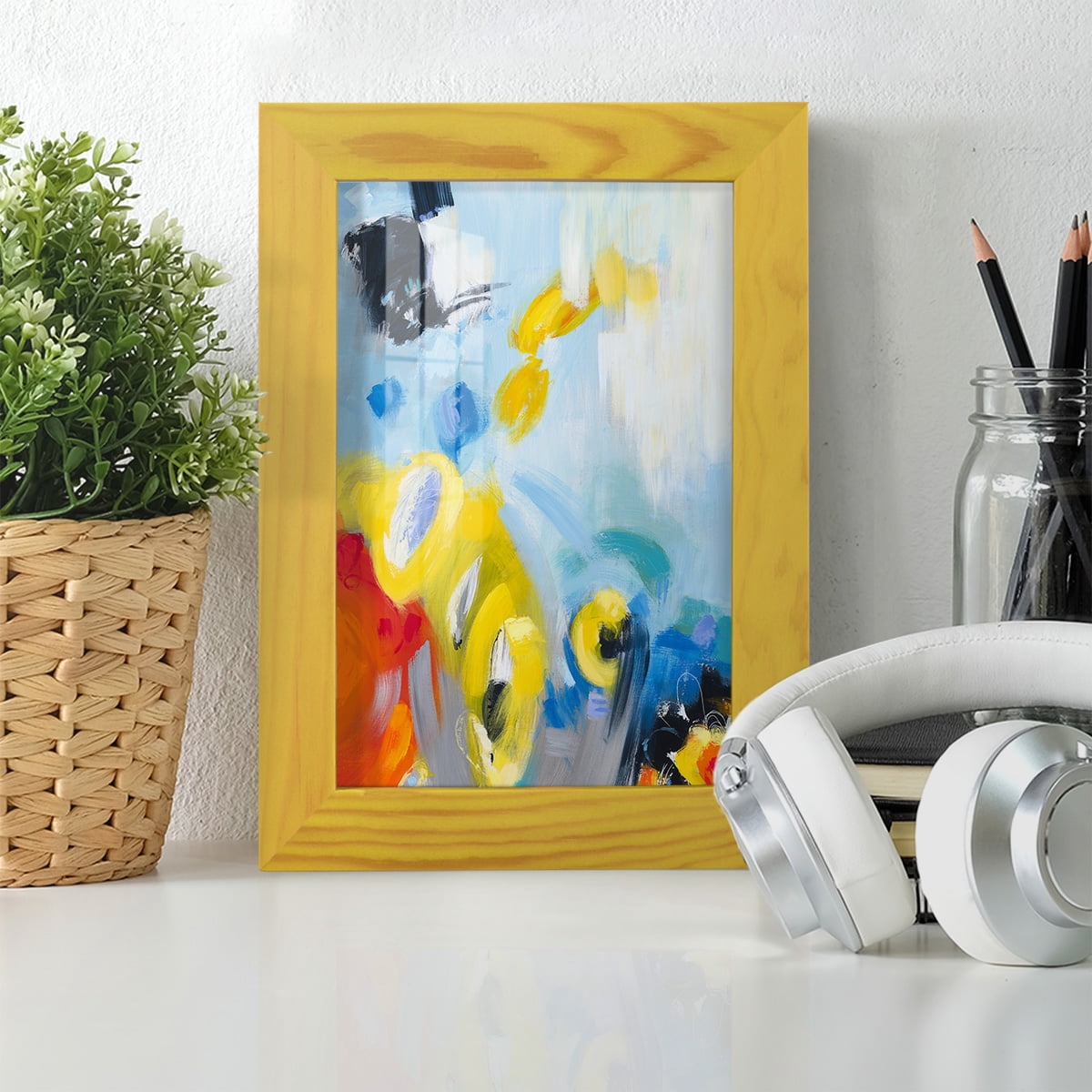 In the Loop III -Framed Print w/glass-Sunflower Yellow