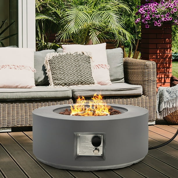 Gymax 27.5 Outdoor Propane Gas Fire Pit Round Heater 40 000 BTUs