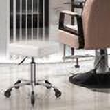 WKWKER Heavy Duty Rolling Stool – Hydraulic Adjustable Height, 360° Swivel, PU Leather Seat, 400 Lbs Capacity. For Kitchen, Garage, Salon, Or Office.