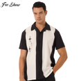 thumbnail image 2 of Men Short Sleeve Casual Shirt Fashion Loose Button Down Lapel Print Tops Vacation Business Nightclub Party Clothing StreetwearXXL Gong Bohan LED, 2 of 2
