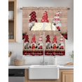 thumbnail image 2 of Christmas Gnomes Kitchen Curtains Swag Valance and Tier Curtains Set 24 Inch Length, Xmas Tree Gift Wooden Red Black Plaid Rod Pocket Drape Panels Pair Swag Curtains for Bathroom/Cafe/Window, 2 of 6