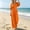 Orange(New), variant on PNTUTB Women’s Fashion Solid Color Tighten The Waist V Neck Five-Button Sleeve Wide Leg Long Pants Jumpsuit