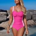 thumbnail image 2 of Duqingm One Piece Bathing Suit Women One Piece Tummy Control Swimsuit Crisscross Backless Bathing Suit Hot Pink,S, 2 of 6