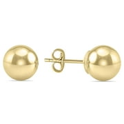 SZUL Women's 7MM 14K Yellow Gold Filled Round Ball Earrings