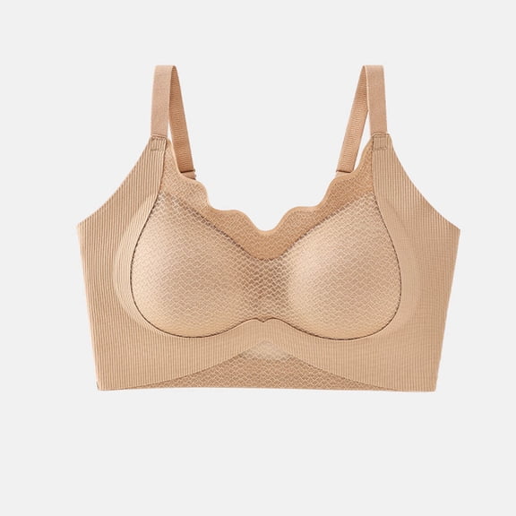 Fatuov Wireless Bra for Women Adjustable Straps Breathable Bra Solid Color Push Up Full Coverage Sleep Bra 42B