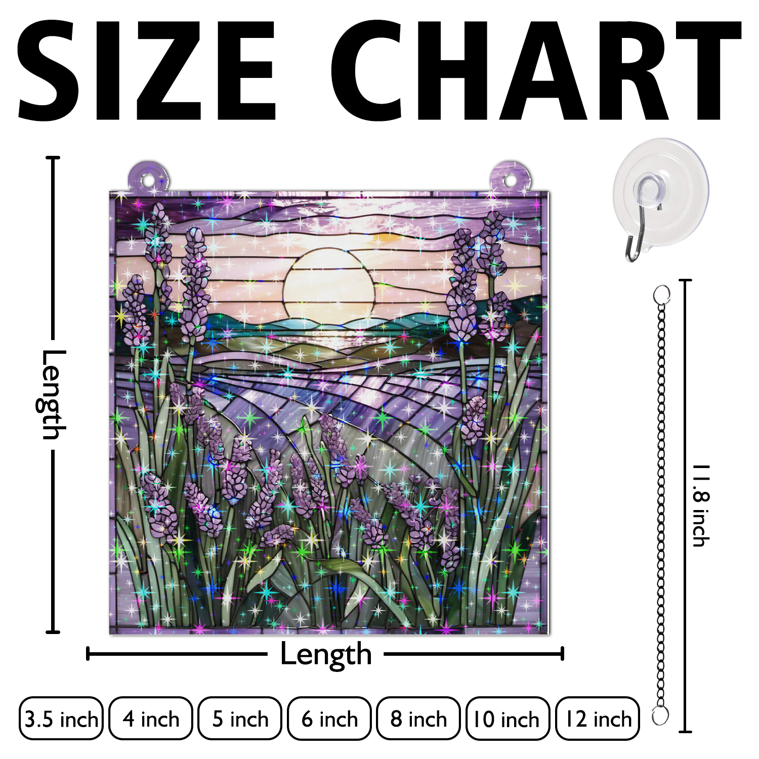 89Bloom Lavender Stained Glass Hologram Ornament, Stained Glass Suncatcher Ornaments Home Decor, Holographic Ornaments