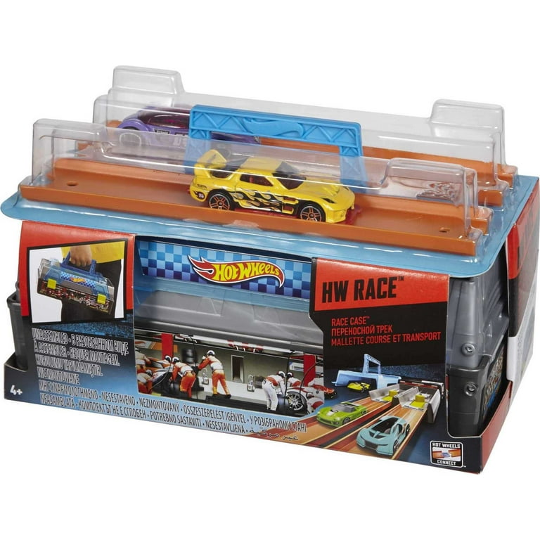 Hot Wheels Toy Cars & Track Set, Race Case Playset with 2 Vehicles