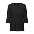 thumbnail image 3 of Fmbrln Womens Plus Size Summer 3/4 Sleeve T-Shirts Fashion Crew Neck Solid Color Tops Casual Loose Vacation Beach Comfy Tees, 3 of 5
