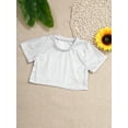 thumbnail image 7 of YUUMIN Kids Girls Boys Shiny Metallic Dance Crop Tops Short Sleeves Stretch Shirt Jazz Hip Hop Dance Silver 110, 7 of 7