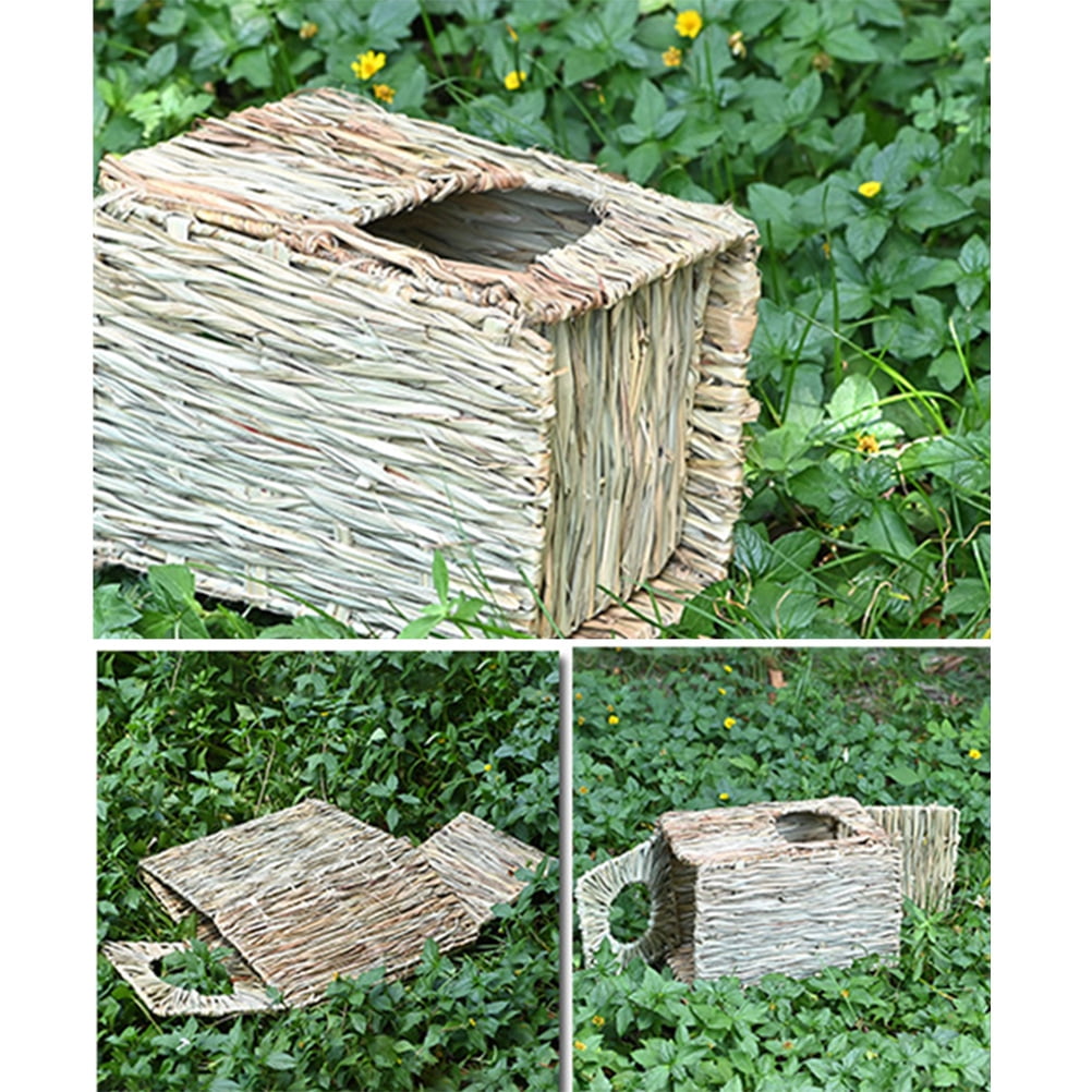 Tineasur Small Animal Shelter House for Guinea Pigs and Small Pets, Indoor Cozy Straw Design, Light Brown, 1 Piece