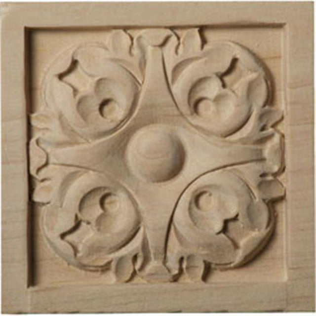 Ekena Millwork ROS03X03LFMA 3,5 Po. W x 3,5 Po. H x 0,75 Po. D Rosette à Feuilles Moyennes- Érable- Accent Architectural