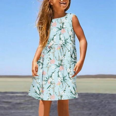 

pop seller Summer Trend Casual Digital Printed Children s Sleeveless Vest Dress