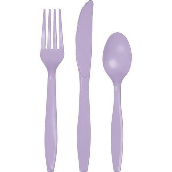 288/Case Bulk Luscious Lavender Assorted Plastic Cutlery