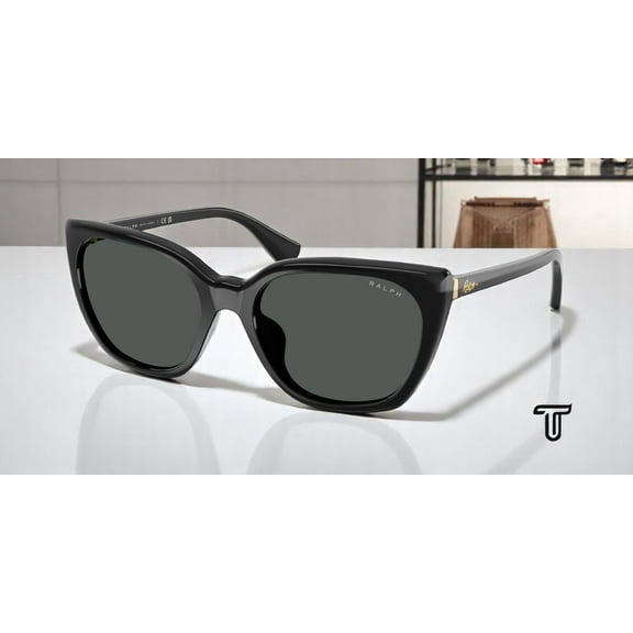 Ralph Lauren RA 5330U Plastic Womens Butterfly Sunglasses Shiny Black 56mm Adult