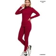 thumbnail image 3 of TheLovely Women's Microfiber Soft Fabric Mock Neck Long Sleeve Top & Leggings - 2 Pieces Tracksuit Set, 3 of 4