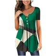 thumbnail image 2 of ICHUANYI Clearance Women's Fashion Printed Loose T-shirt Short Sleeves Blouse Round Neck Casual Tops(Green, XXL) ICHUANYI WER2023080904340, 2 of 7