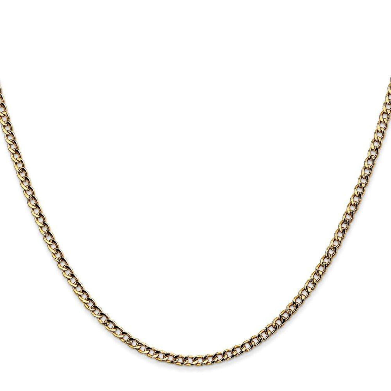 Primal Gold 14 Karat Yellow Gold 2.5mm Semi-Solid Curb Chain Anklet