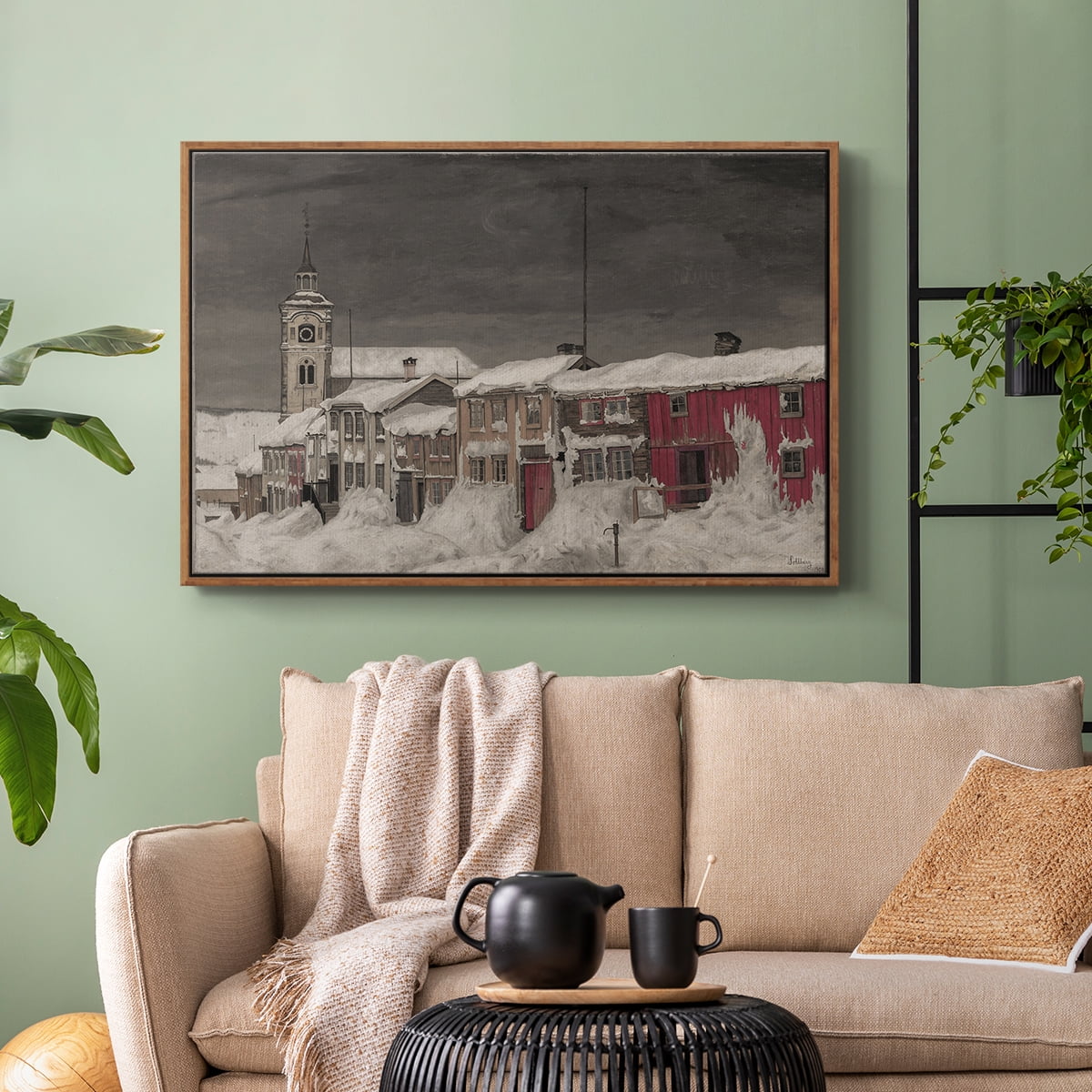 Vintage Botanical Print-XCVI By Wexford Home Framed in Walnut Wood Gallery Wrapped Canvas 25 in. x 37 in.