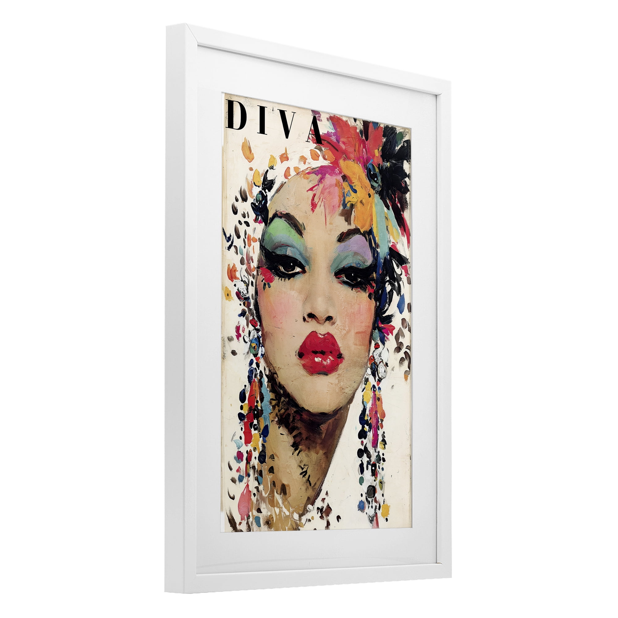 Stupell Industries Diva Fashion Portrait White Framed Print Under Glass, design by Annabelle Hall