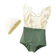 thumbnail image 1 of Girls Swimsuit One Piece Ruffle Trim Swimwear Criss Cross Girls Bathing Suit, 1 of 6