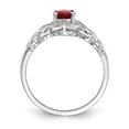 thumbnail image 2 of 10K White Gold Ring Band with Stones (07) July Ruby Oval Red Diamond Round, Size 6, 2 of 5