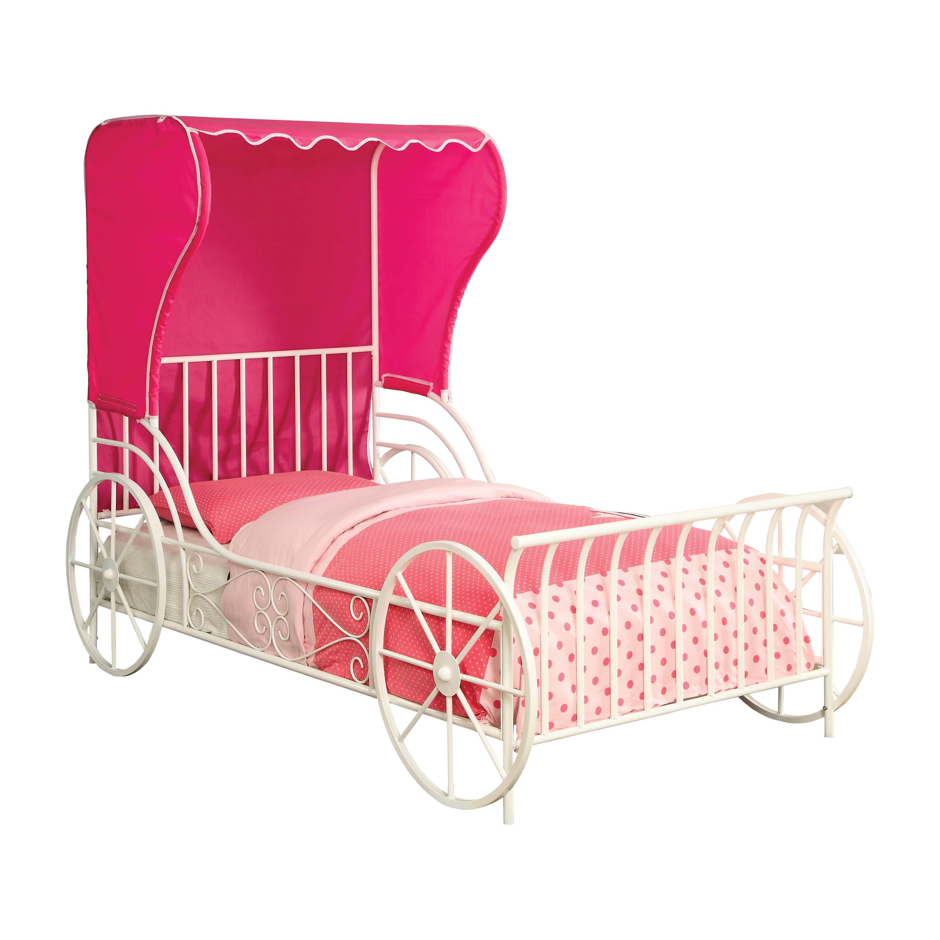 Furniture of America Amira Carriage Metal Panel Bed, Full, White and