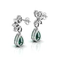 thumbnail image 4 of Emerald & Diamond Tear Drop Sterling Silver Earrings || Easter Day Gift Earring, Gift for Her Earring || Silver Diary, 4 of 5