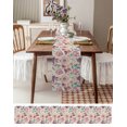 thumbnail image 3 of ERUNPONLY Pink Floral Blossom Table Runner - 72 Inch Long Retro Farmhouse Botanical Leaves Cotton and Linen Blended Dress Scarves Farmhouse Table Runner for Kitchen Dining, Coffee Table, 18"x72", 3 of 8