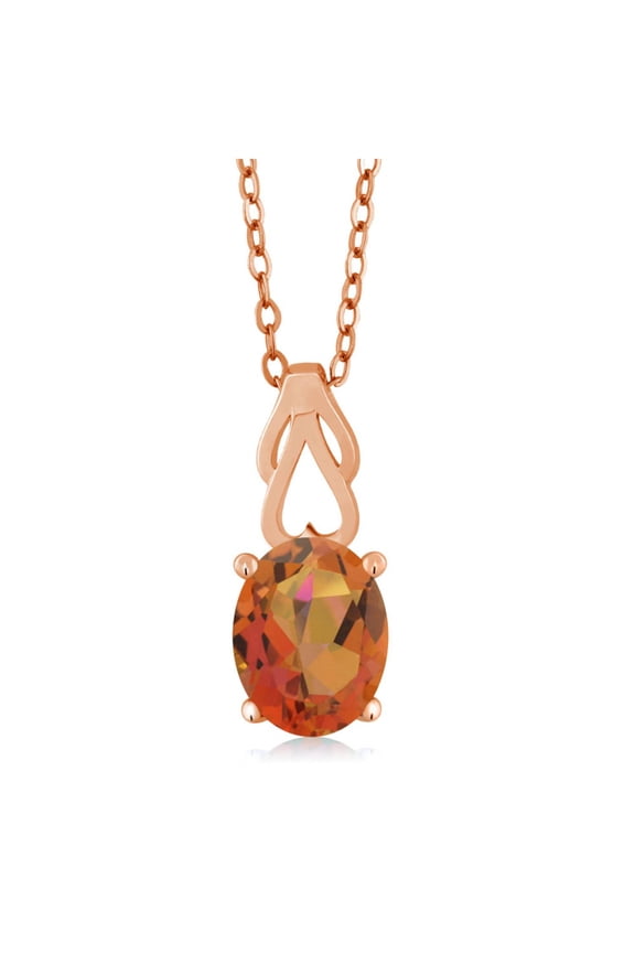 3.60 Ct Twilight Orange Mystic Quartz 18K Rose Gold Plated Silver Pendant With Chain