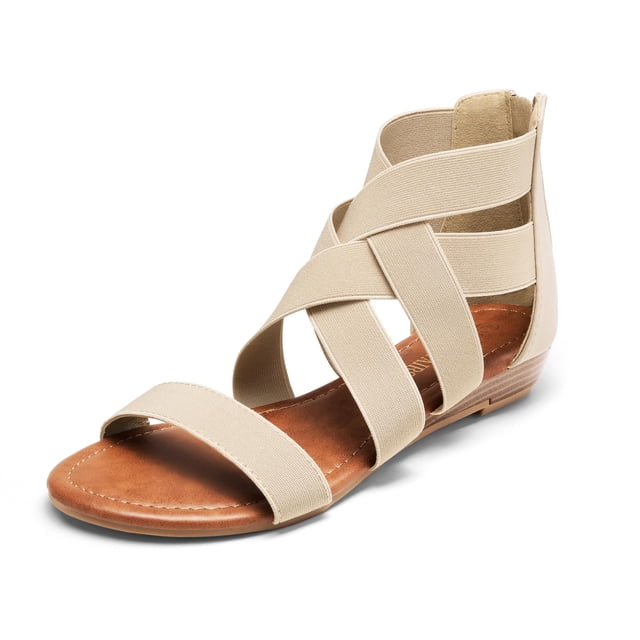 Sandalias DREAM PAIRS Gladiador con Tira Elástica en el Tobillo Nude Talle 9
