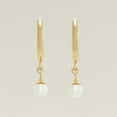 thumbnail image 4 of Anygolds 14K real solid Gold Dainty Pearl Huggie Drop Clicker Earring, 4 of 6