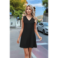 thumbnail image 6 of Ladies Solid Color Sleeveless V-Neck Pocket Dress Black S, 6 of 7