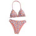 thumbnail image 3 of CCRFTGI Girls Swimsuit 2 Piece V Neck Bikini Set Cute Floral Gingham Halter Triangle Wireless Bikini Bathing Suit Summer Swimwear with Adjustable Strap Orange 5-6 Years, 3 of 7