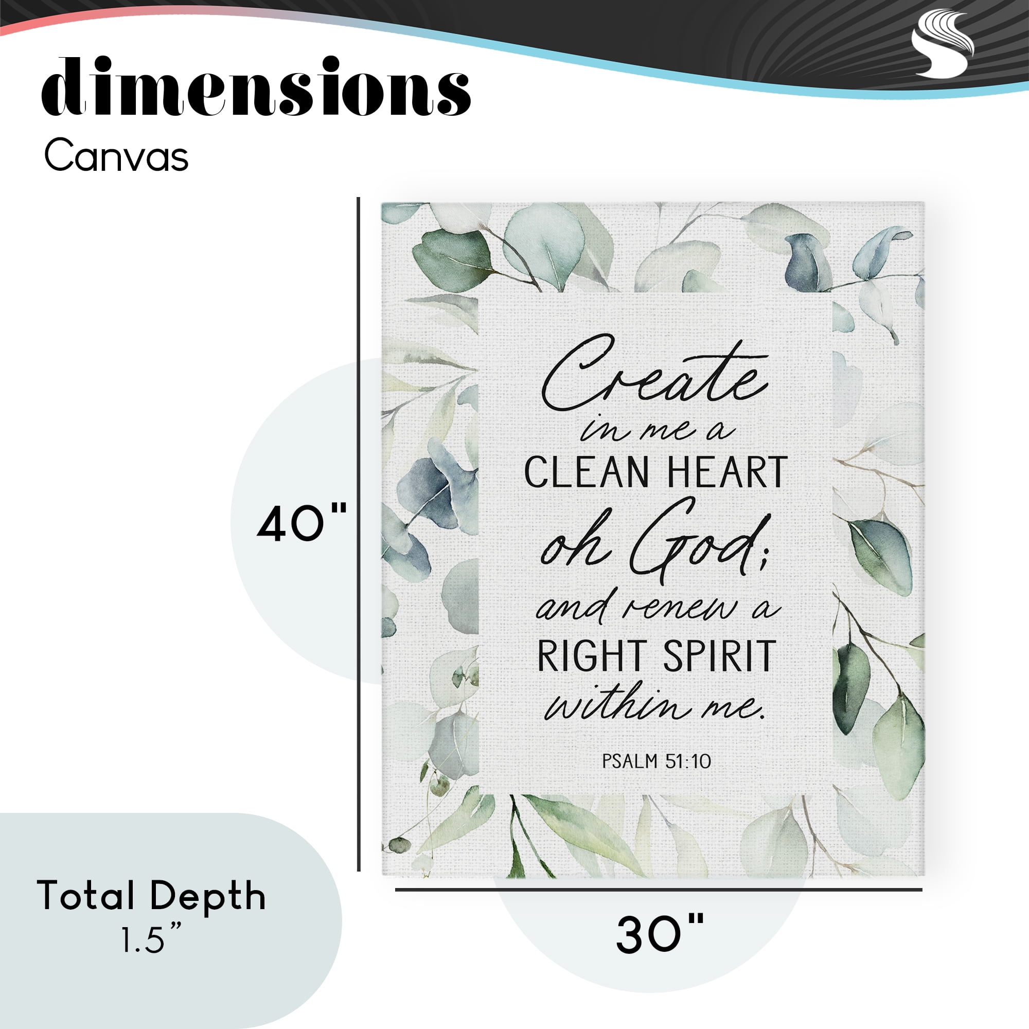 Clean Heart & Right Spirit Canvas Wall Art, design by Lettered and Lined