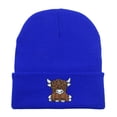 thumbnail image 1 of OOOUM Unisex Highland Cow Embroidered Knit Beanie Soft Stretchy Warm Winter Skull Cap Outdoor Daily Casual Hat For Men Women Blue, 1 of 1