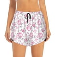 thumbnail image 3 of Uemuo Rose Flowers Pattern Women's Athletic Shorts High Waisted Running Shorts with Liner Pockets Gym Elastic Workout Shorts-XX-Large, 3 of 9