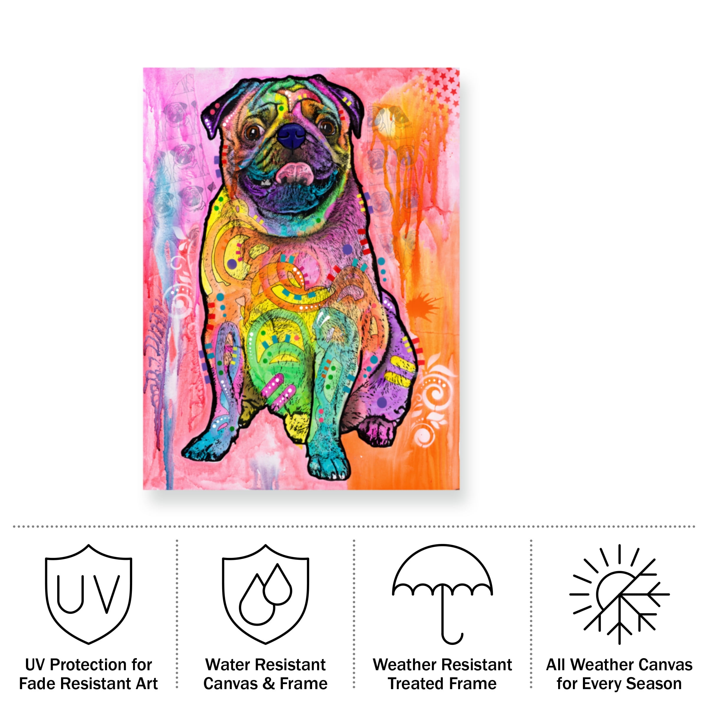 Dean Russo 'Pugs & Kisses' Outdoor Canvas 19x14
