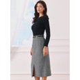 thumbnail image 4 of DARING DIVA Women's Vintage Fall Slit Office Work Skirts with Belt Large Black White, 4 of 5