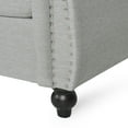 thumbnail image 4 of GDF Studio Adetokunbo Chesterfield Fabric Tufted 3 Seater Sofa with Nailhead Trim, Cloud Gray and Dark Brown, 4 of 10