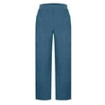 thumbnail image 4 of Lenpel Corduroy Pants for Women Vintage Elastic High Waisted Pull on Wide Leg Comfy Trousers Baggy Casual Pants with Pockets(Blue,Small), 4 of 7